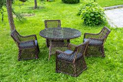"Доппио" обеденная группа плетеная, цвет коричневый
