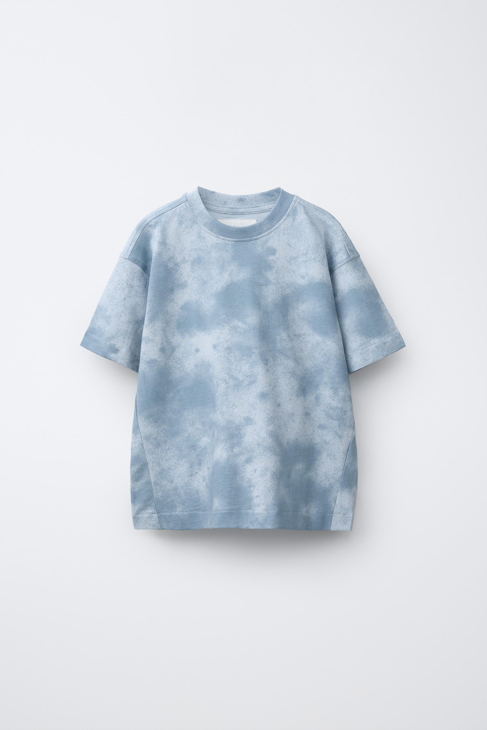 ZARA СПОРТИВНАЯ ФУТБОЛКА TIE-DYE, СИНИЙ/БЕЛЫЙ