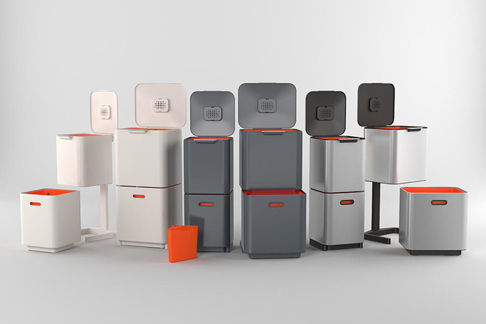 Контейнер для мусора с двумя баками Totem Compact 40 л графит, Joseph Joseph