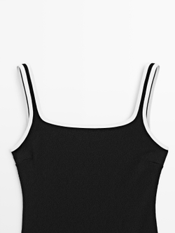 Massimo Dutti Комбинированный купальник из рельефной ткани, черный