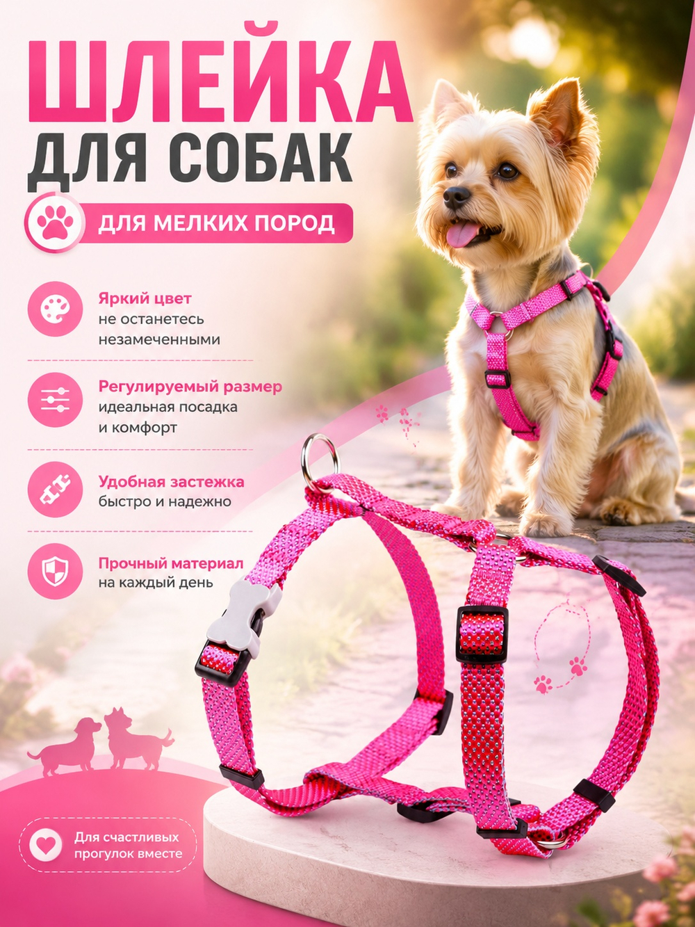 Шлейка NEO 1.5 см розовый