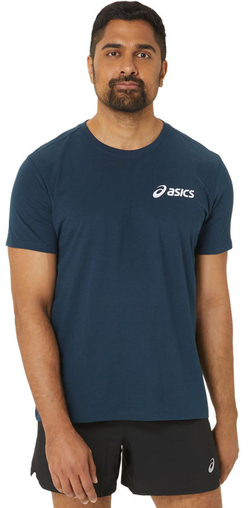 Мужская теннисная футболка Asics Chest Logo Short Sleeve T-Shirt - french blue/briliant white