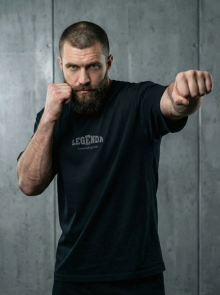 Футболка оверсайз хлопковая черная Legenda Витрувианский человек
