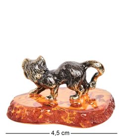 Народные промыслы AM-1491 Фигурка «Кошечка охотница» (латунь, янтарь)