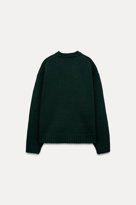 ZARA ОДНОТОННЫЙ СВИТЕР, ЗЕЛЕНЫЙ