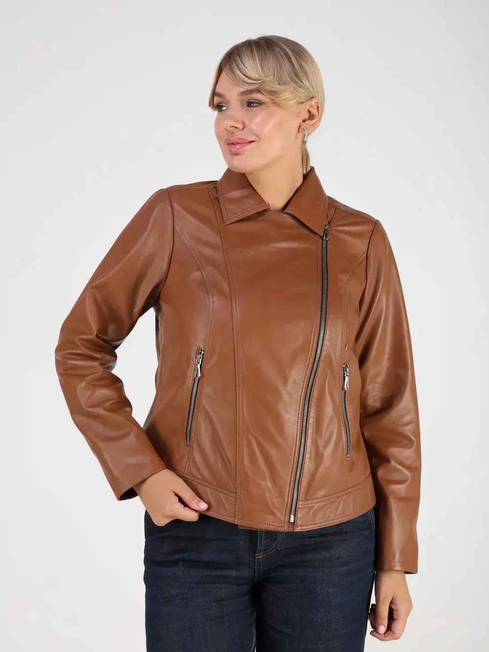 Кожаная куртка демисезонная косуха оверсайз