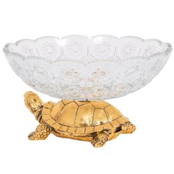 Фруктовница-конфетница Черепаха со стеклянной чашей 7373 Бронза