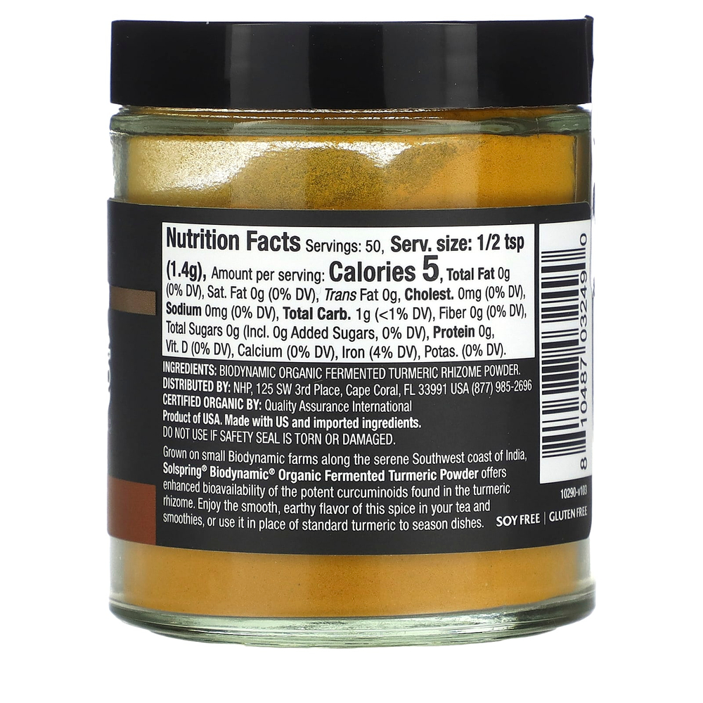 Dr. Mercola, Solspring®, Biodynamic®, порошок из ферментированной куркумы, 70 г (2,4 унции)