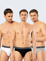 Трусы мужские слипы. Набор из 3-х штук белый - черный - серый