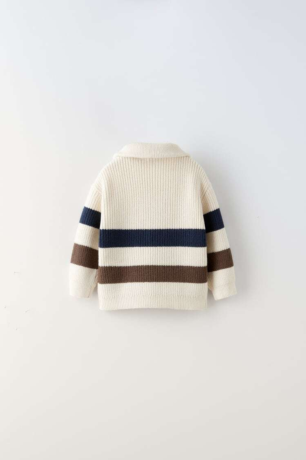 ZARA СВИТЕР В ПОЛОСКУ НА МОЛНИИ, ЭКРЮ