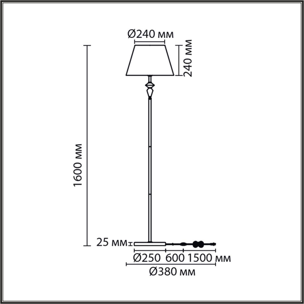 8275/1F CLASSI латунь/зеленый, металл/керамика/ткань Торшер Е27 1*60W 220V VERMONT