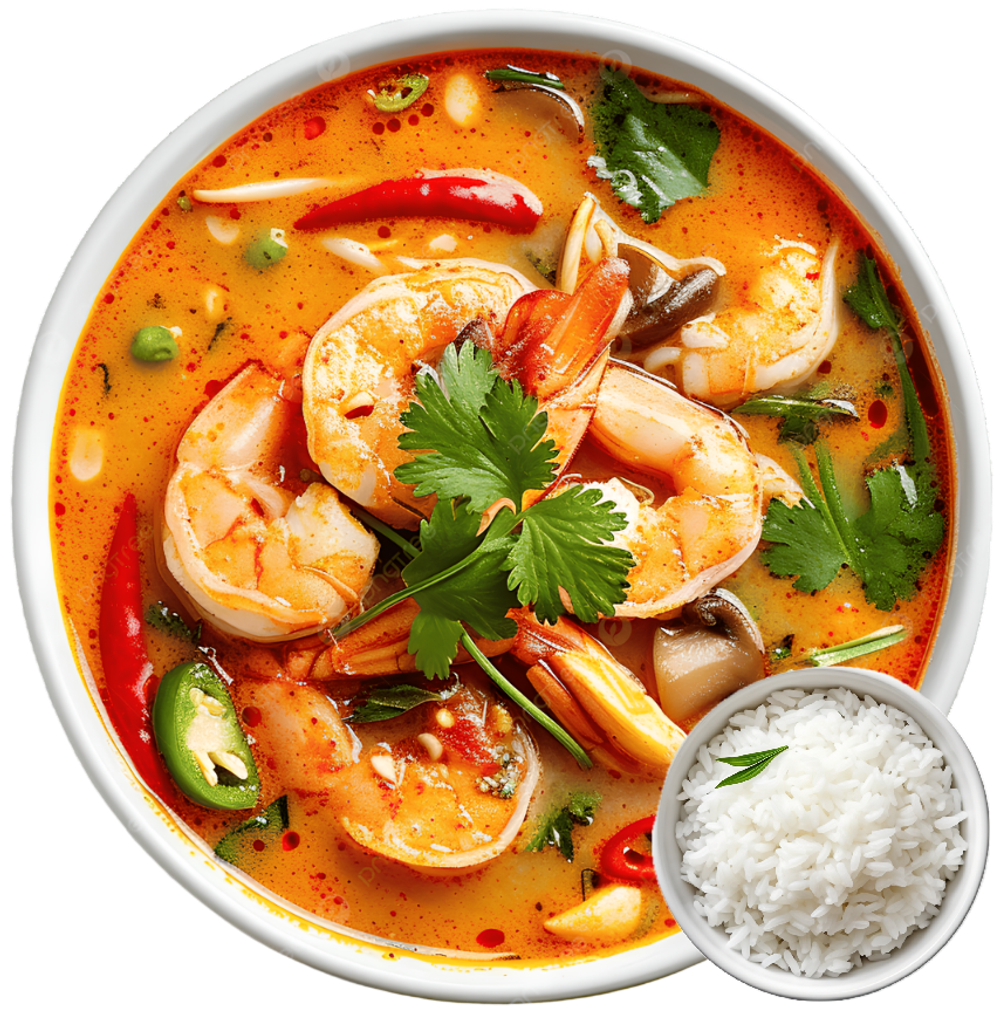 Суп Том-ям с креветками и рисом