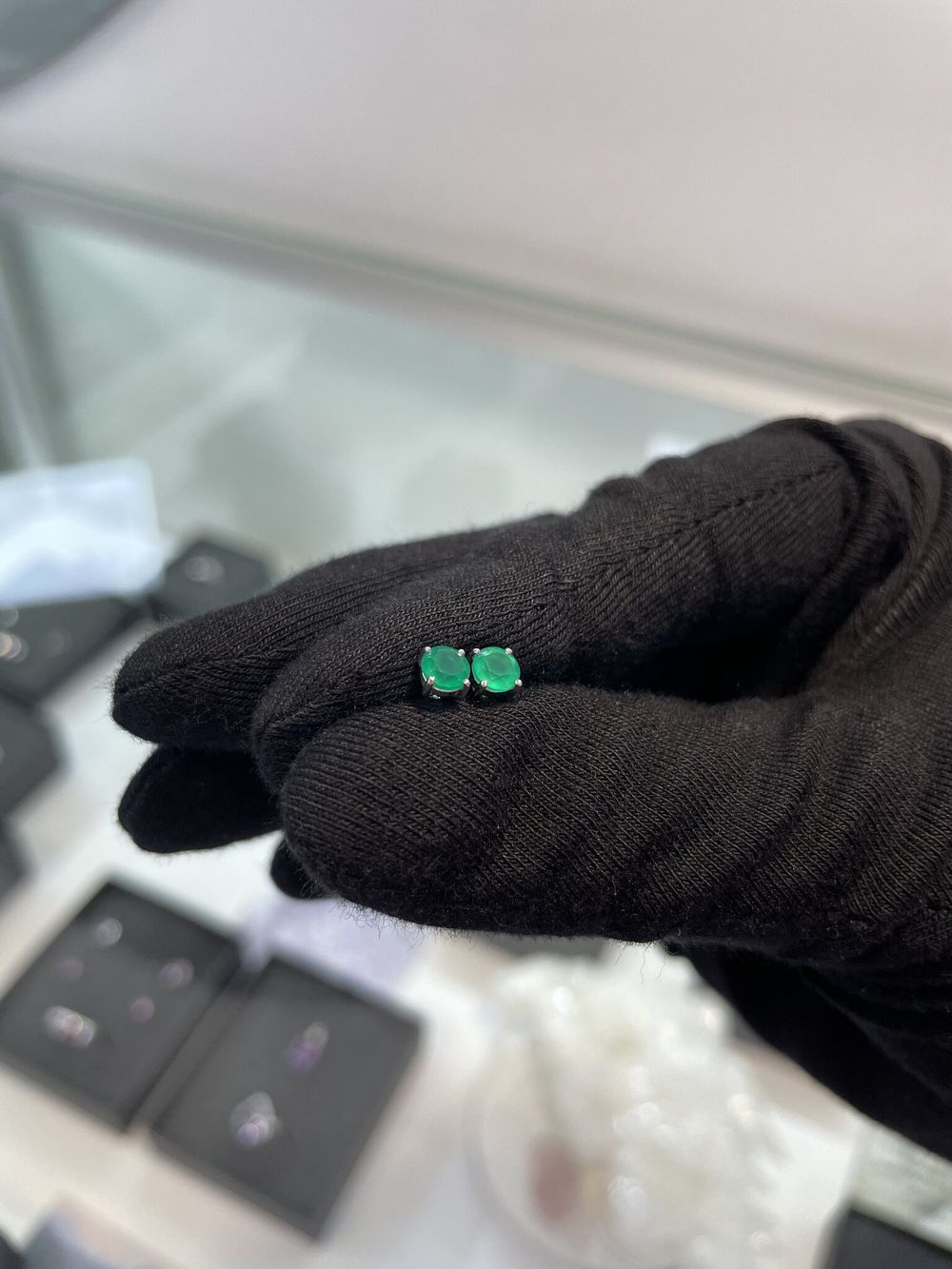 Серьги Crystal Circle с зеленым агатом