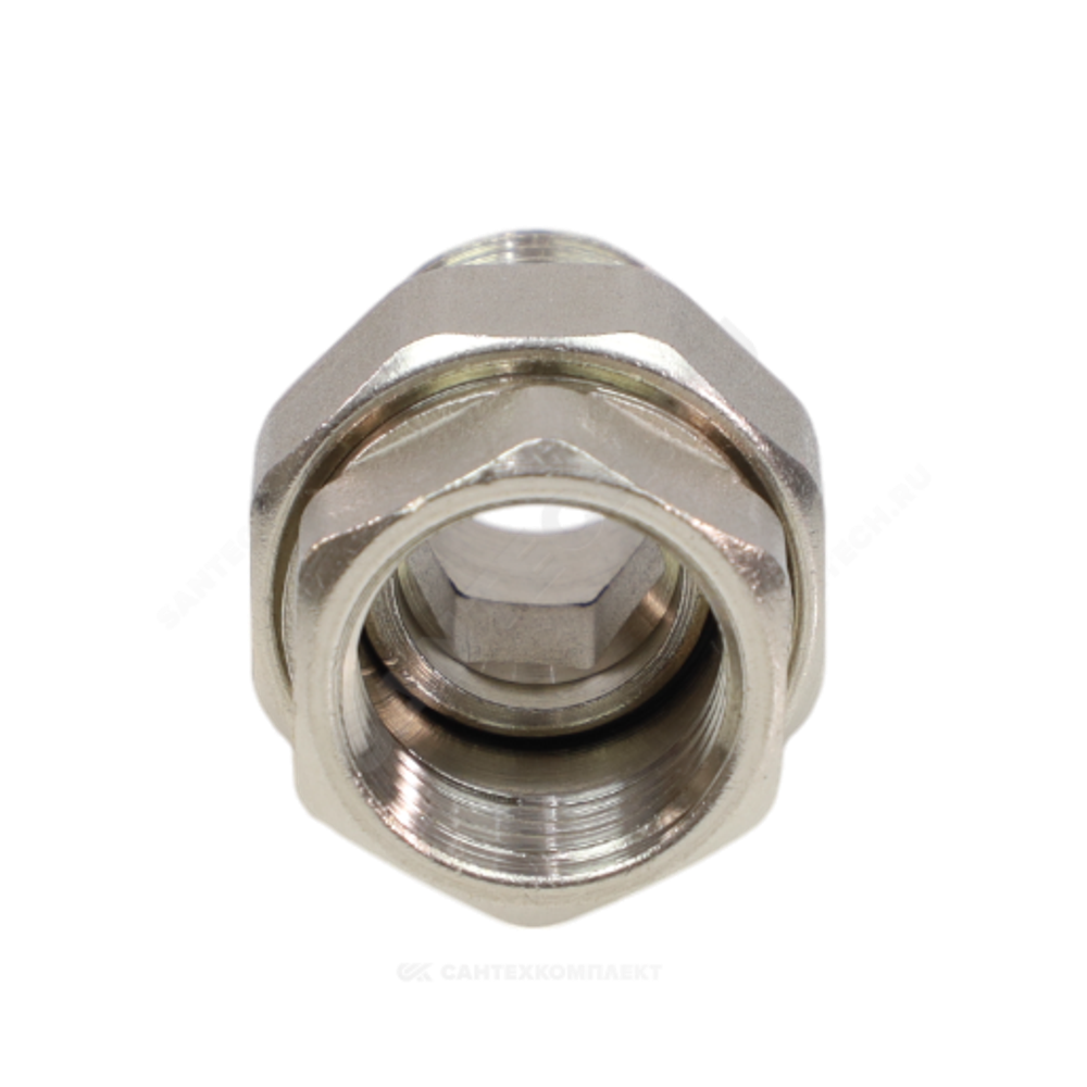 Соединитель латунь никель американка Ду 20 (3/4") прямой ВР/НР VALFEX VF.340.N.034