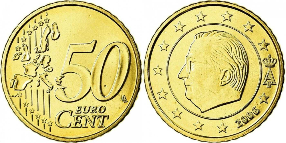 Бельгия 50 евроцентов, 1999-2006 Альберт II XF