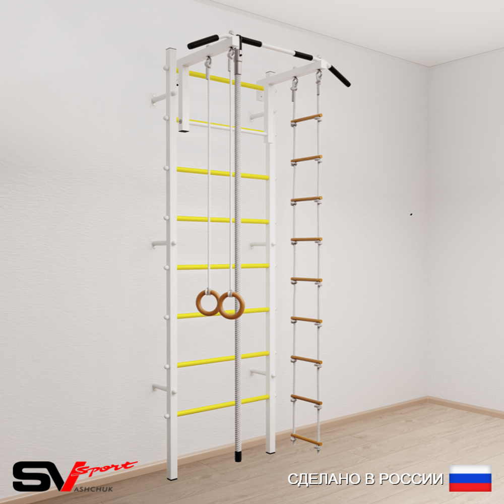 Шведская стенка Sv Sport усиленная 602 (Турник стандарт/Канат/Кольца/Лестница)