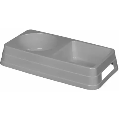 МИСКА ДЛЯ ЖИВОТНЫХ ДВОЙНАЯ LUCKY PET 0,8Л (0,45Л + 0,36Л) (Серый)