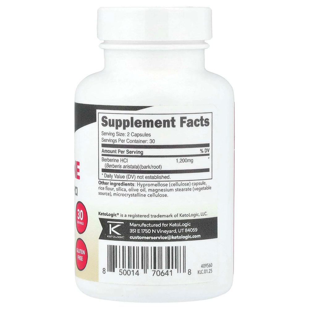 KetoLogic, Берберин, 60 капсул (600 мг в каждой капсуле)