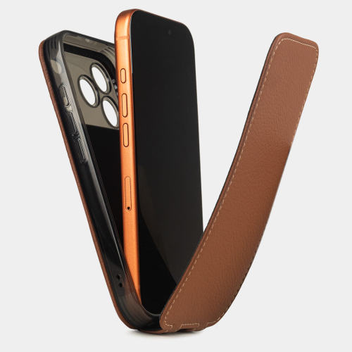 Чехол для iPhone 17 Pro Max - кожа теленка, карамель