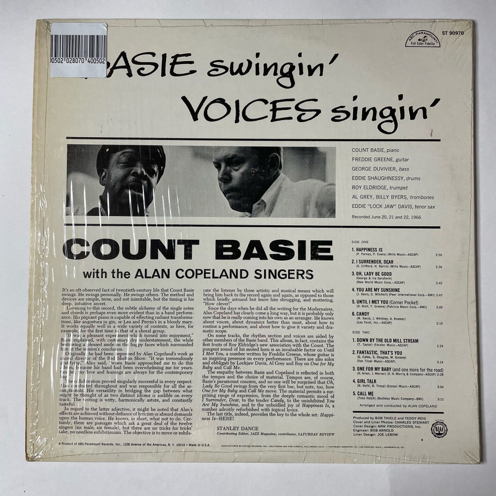 Винтажная виниловая пластинка LP Count Basie With The Alan Copeland Singers Basie Swingin Voices Singin (USA 1966)