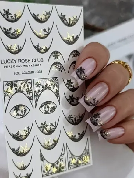 Lucky Rose Слайдеры наклейки для длинных ногтей 384