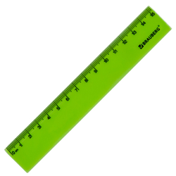Линейка пластиковая 15 см BRAUBERG "NEON", непрозрачная, ассорти, 210750