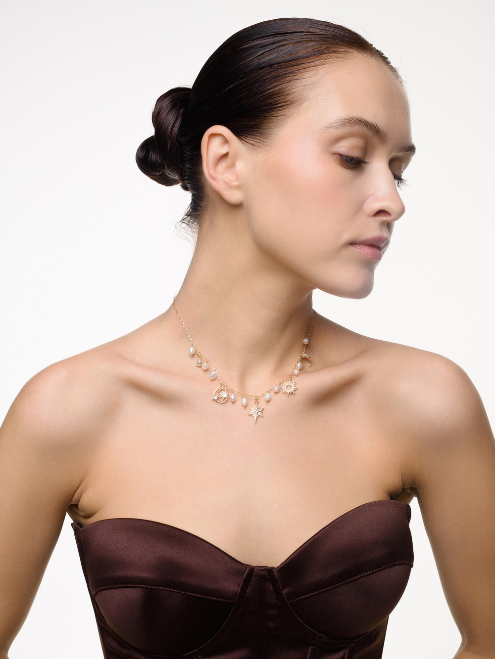 Чокер "Sun and moon pearl" Gold