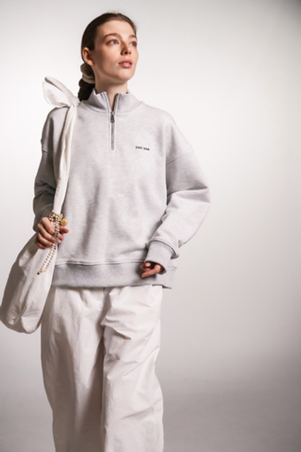 Олимпийка Zoe из светло-серого футера меланж, без начеса