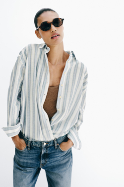 ZARA ОБЪЕМНАЯ РУБАШКА В ПОЛОСКУ, ПОЛОСКИ