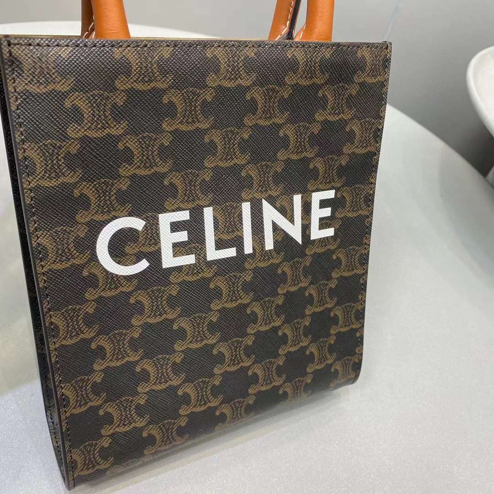 Celine Mini Cabas Vertical In Triomphe Canvas