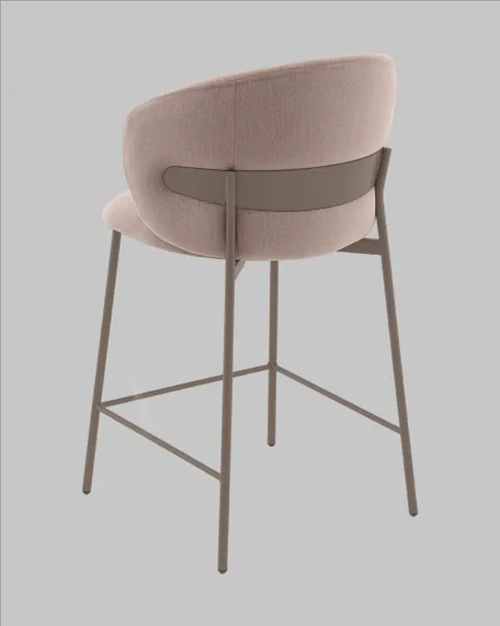 Полубарный стул Blaze 60 см, бежевый велюр, бежево-серые ножки