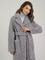 Шуба женская чебурашка тедди пальто из шерсти мериноса, серый, SilverFox