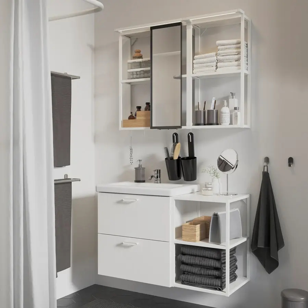 Комбинация для ванной - IKEA ENHET, 102х43х65 см, белый, ЭНХЕТ ИКЕА