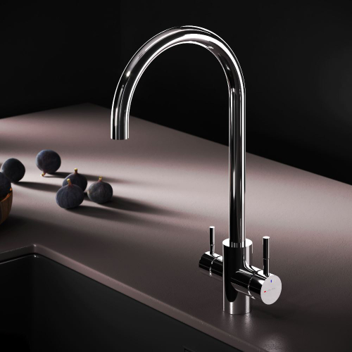 Смеситель для кухни с С-изливом с каналом для питьевой воды, хром AM.PM X-Joy S F85B07700