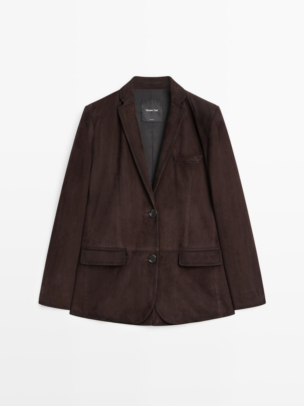 Massimo Dutti Замшевый блейзер, коричневый