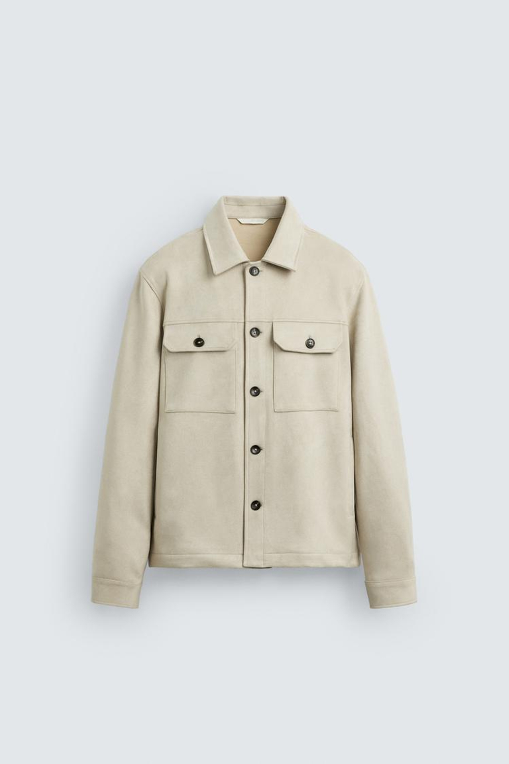 ZARA КУРТКА-РУБАШКА ИЗ ИСКУССТВЕННОЙ ЗАМШИ, ПЕСОЧНЫЙ