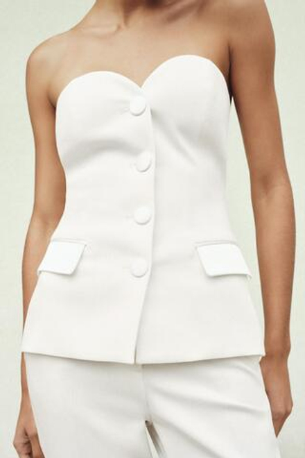 ZARA ТОП-БЮСТЬЕ С КОНТРАСТНЫМИ АТЛАСНЫМИ ДЕТАЛЯМИ, ЭКРЮ