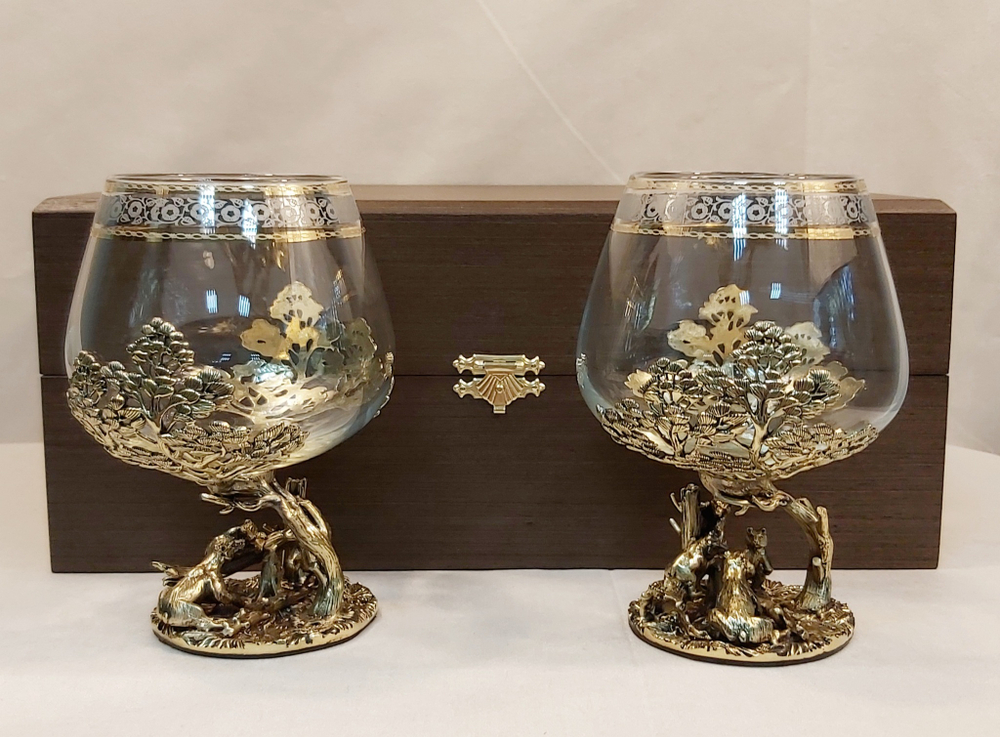 Набор из 2-х бокалов для коньяка "Три медведя"  (подарочный футляр)