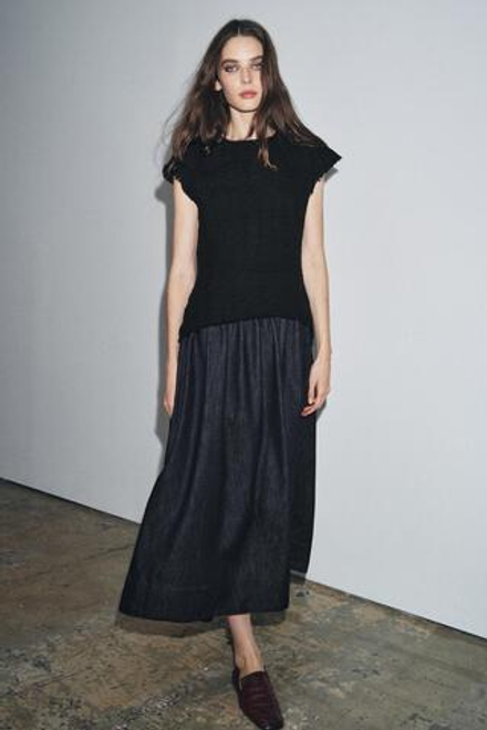 ZARA КОМБИНИРОВАННОЕ ПЛАТЬЕ МИДИ ZW COLLECTION, СИНИЙ