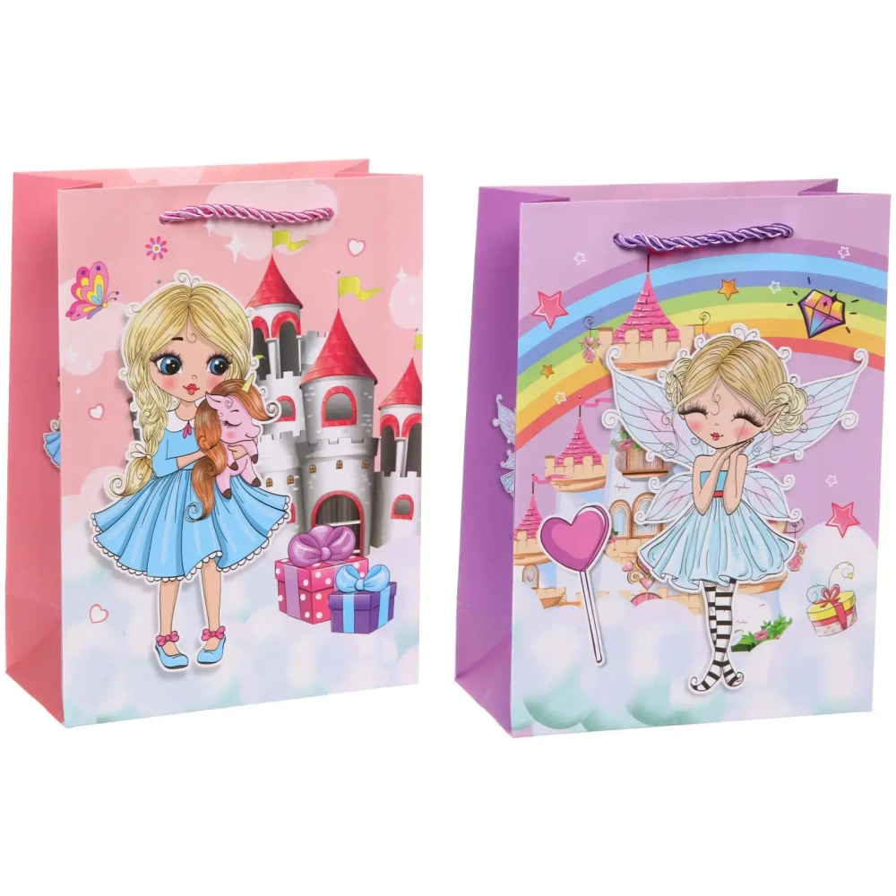 Пакет подарочный «Мир принцесс» 18*24*8,5 см, микс