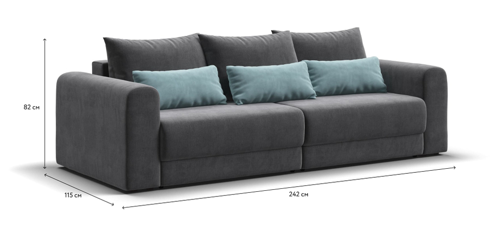 Модульный диван РИЧМОНД MODOOL Велюр Monolit серый