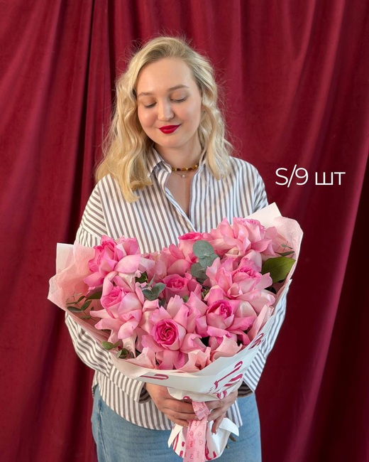 Букет "Моно французских роз 9 шт"