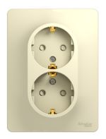 Schneider Electric Glossa Бежевый Розетка 2-местная с заземляющими контактами со шторками в сборе с рамкой IP20 скрытая установка GSL000226