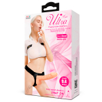 Телесный женский вибрострапон 24см на ремешках с проводным пультом Baile Ultra Passionate Harness Strap On BW-022084ZR