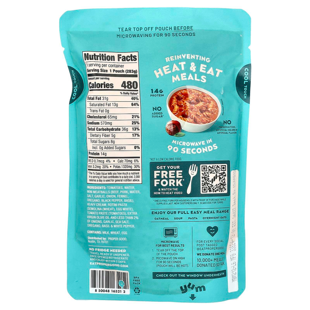 Proper Good, паста маринара с фрикадельками, 283 г (10 унций)