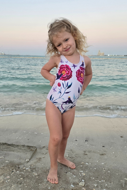 Купальник детский слитный Пионы