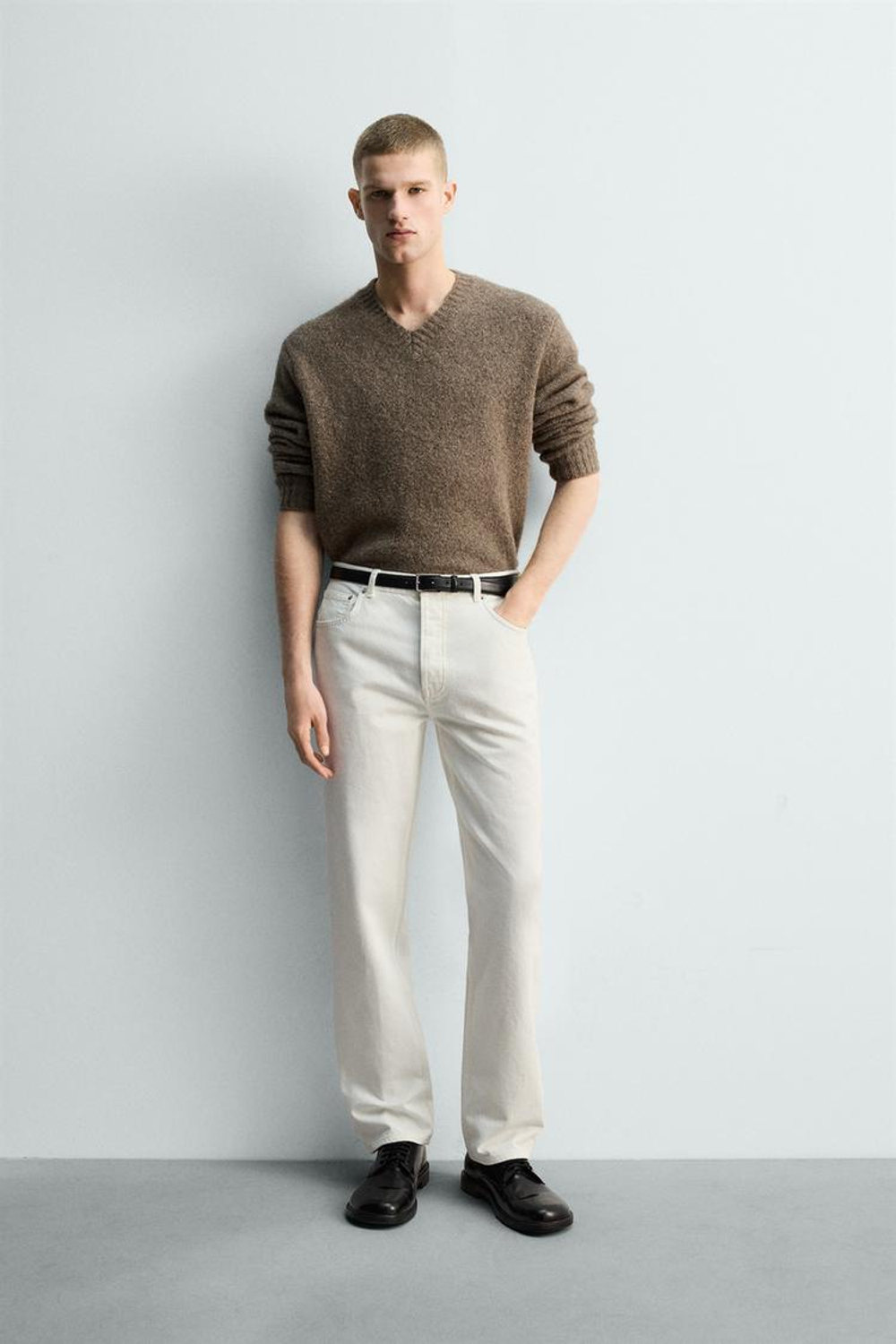 ZARA ДЖИНСЫ STRAIGHT FIT, БЕЛЫЙ
