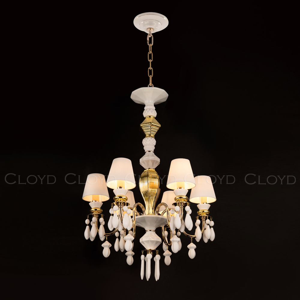 Люстра Cloyd LOTTIE-B C6 / Ø56 см- бел.-золотая керамика (арт.11211)