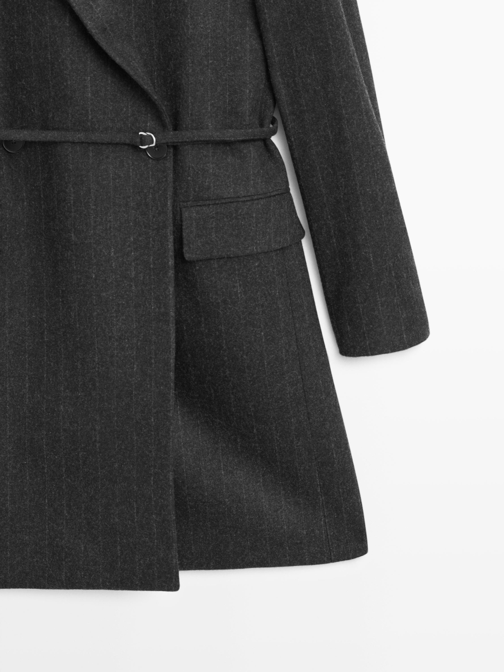 Massimo Dutti Длинный полосатый блейзер из шерстяной смеси, серый