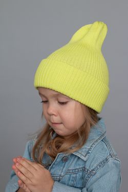 Шапка вязаная-резинка хлопковая КЭП(Сочный Лайм)